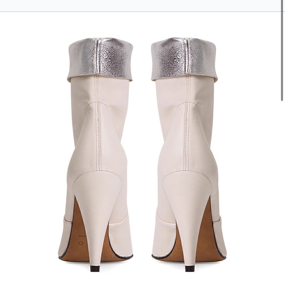 IRO Avina Withe silver fold over bootie boots NIB size 37 - Picture 4 of 6